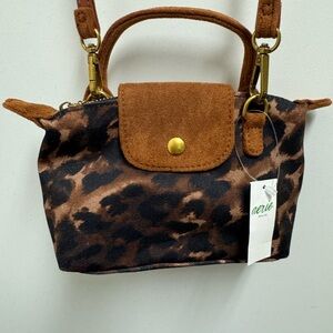 Aerie Tan and Black Animal Print Mini Bag